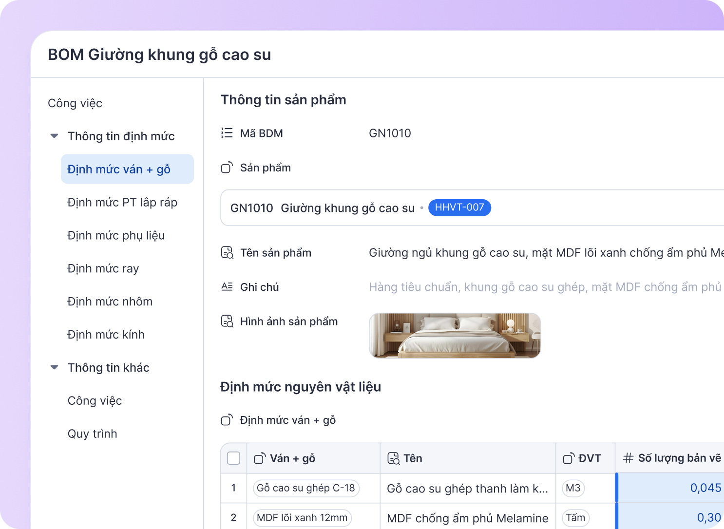Cleeksy - Thiết lập định mức nguyên vật liệu BOM