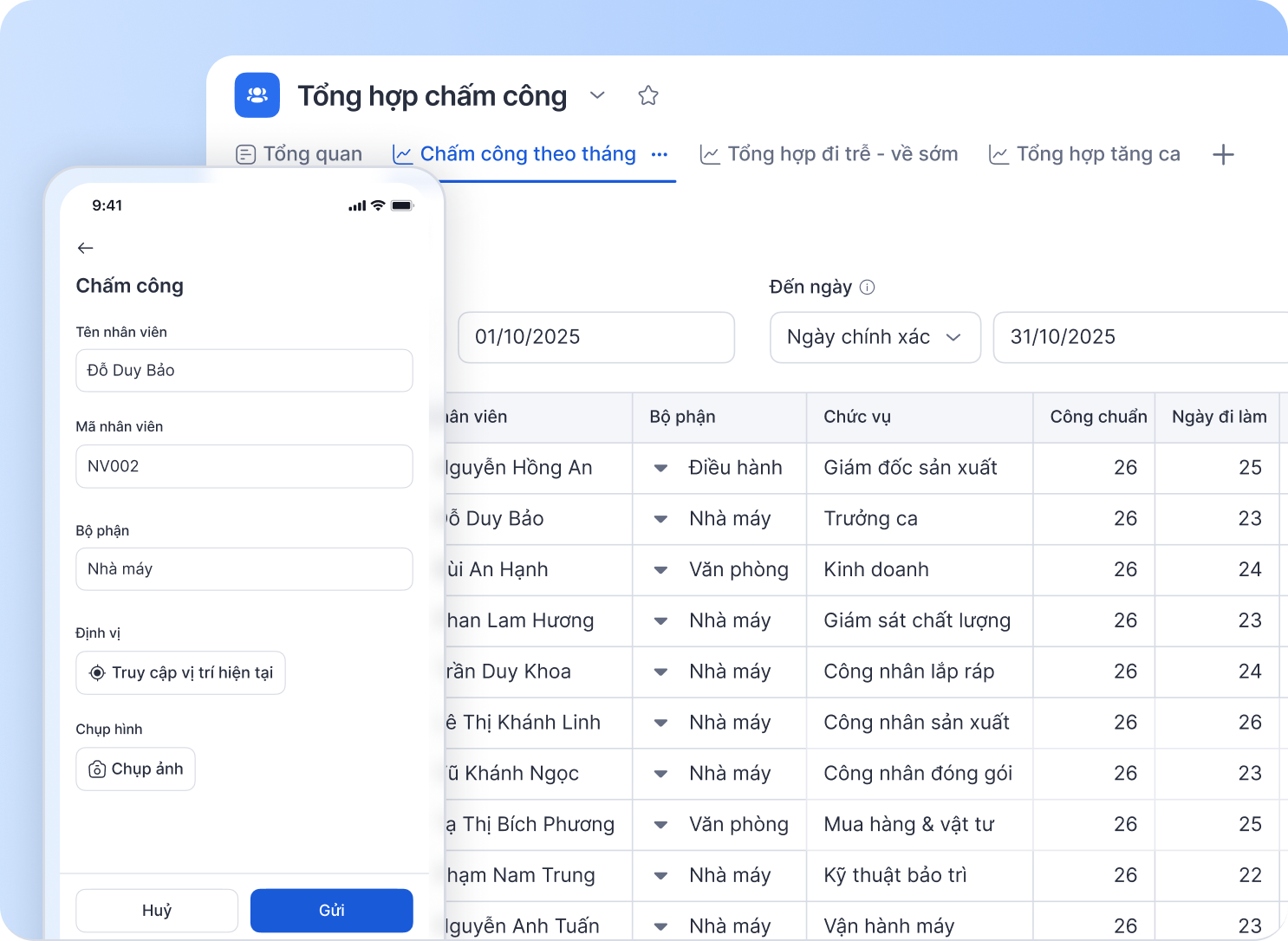 Hr - Tổng hợp chấm công hành chính nhân sự