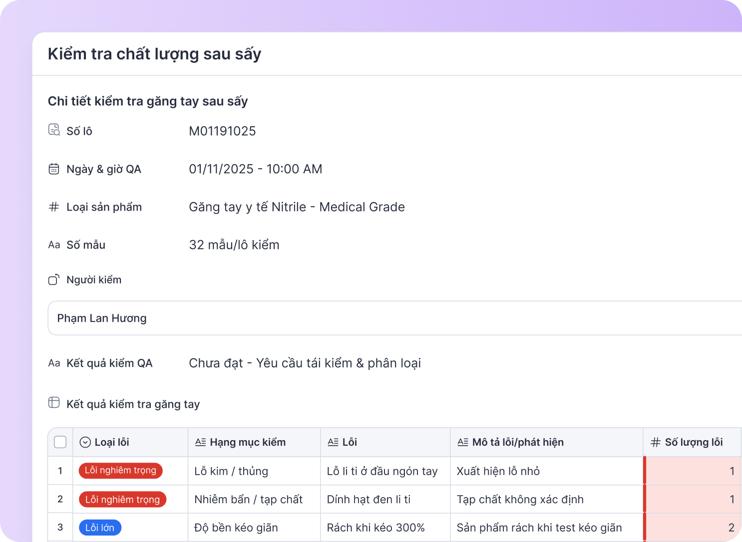 Kiểm tra chất lượng sau sấy