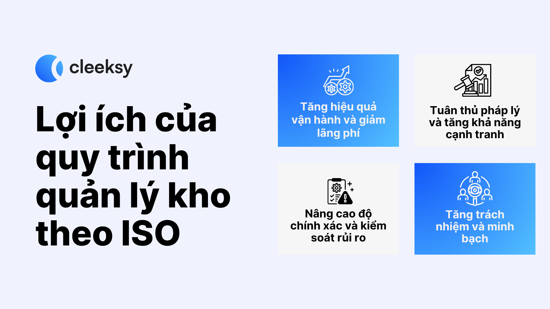 Lợi ích quy trình quản lý kho theo chuẩn ISO Cleeksy