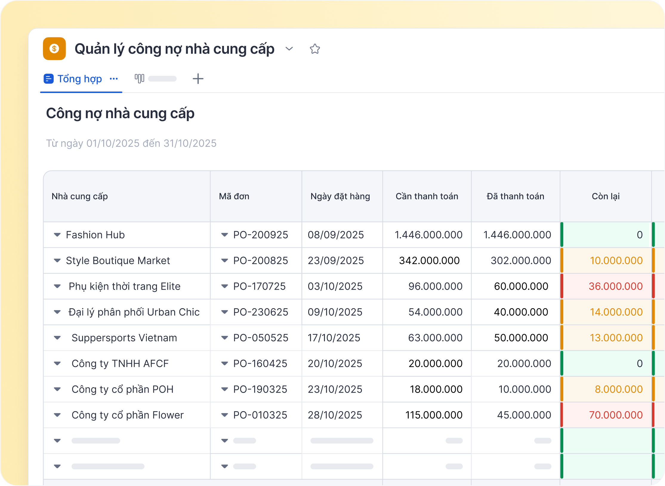 8. Quản lý công nợ NCC