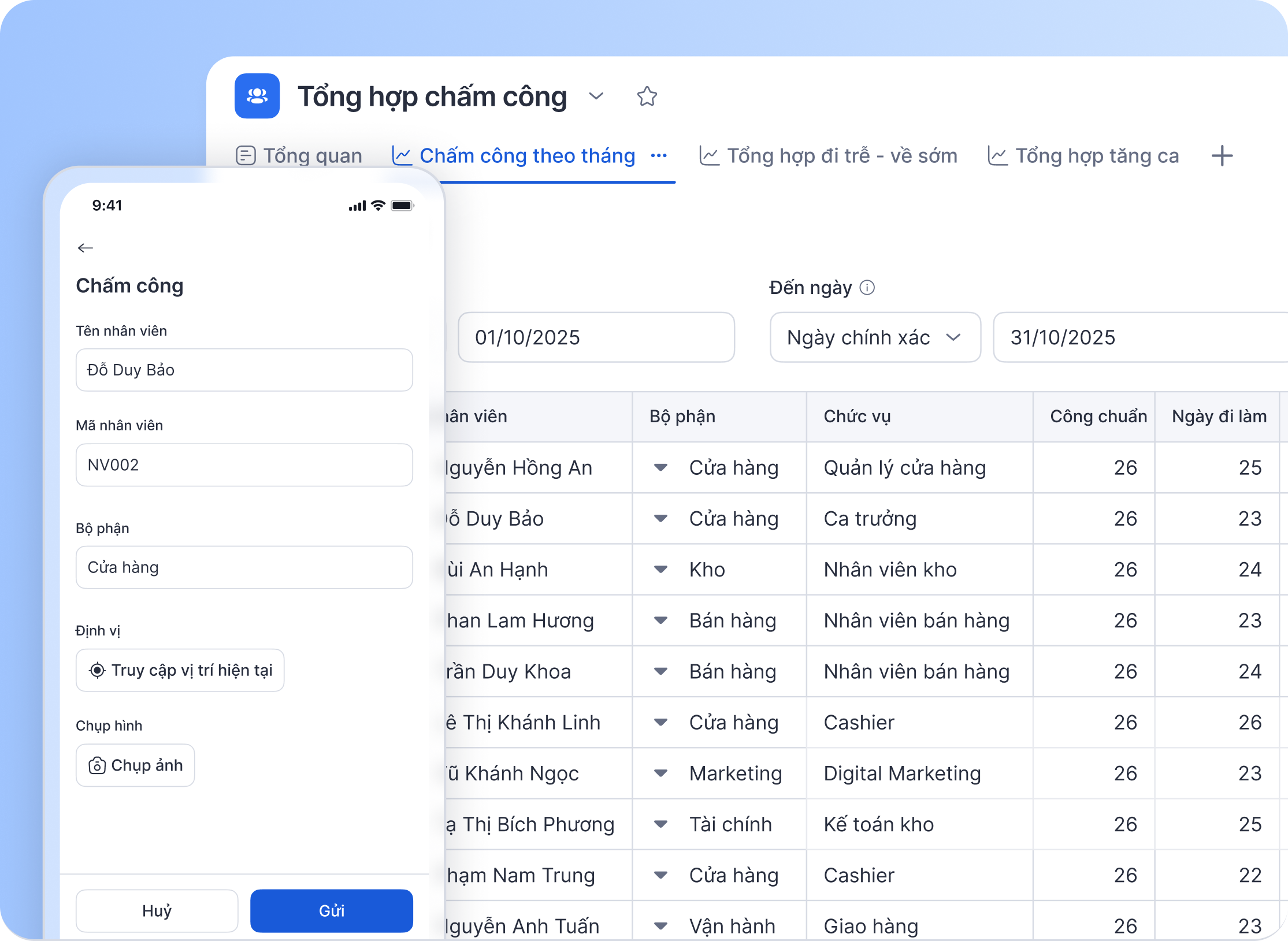 9. Hr - Tổng hợp chấm công hành chính nhân sự