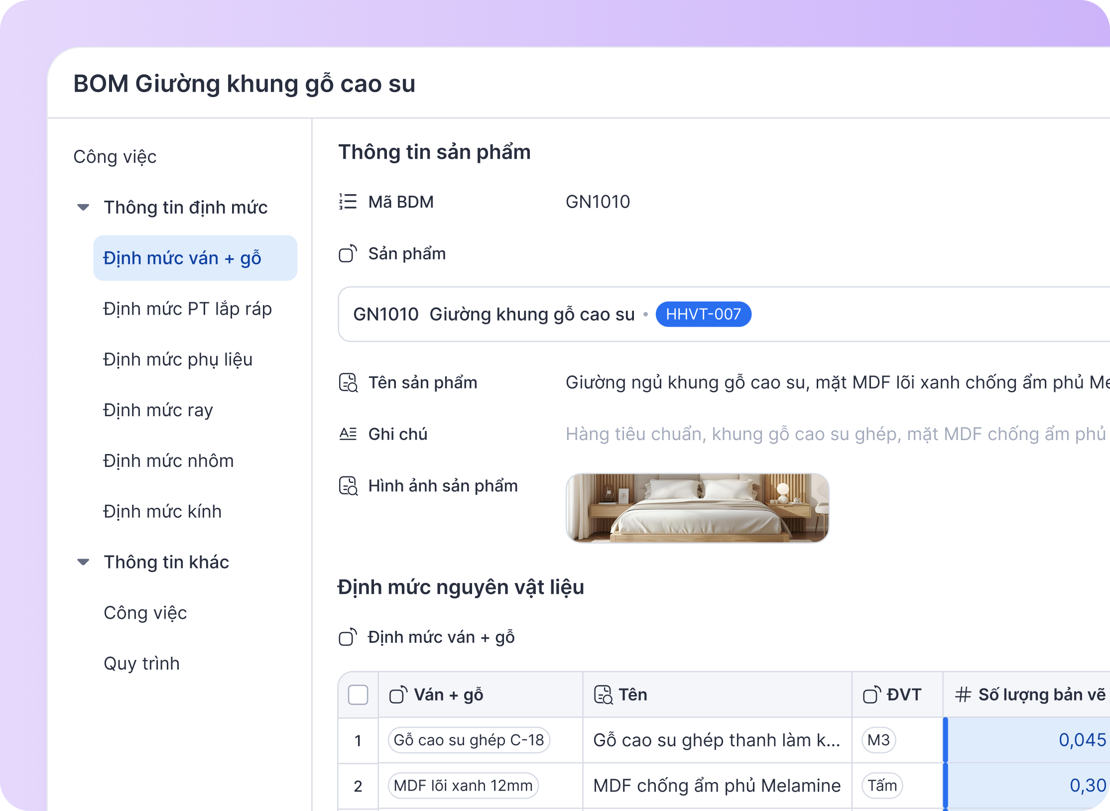 Cleeksy - Thiết lập định mức nguyên vật liệu BOM