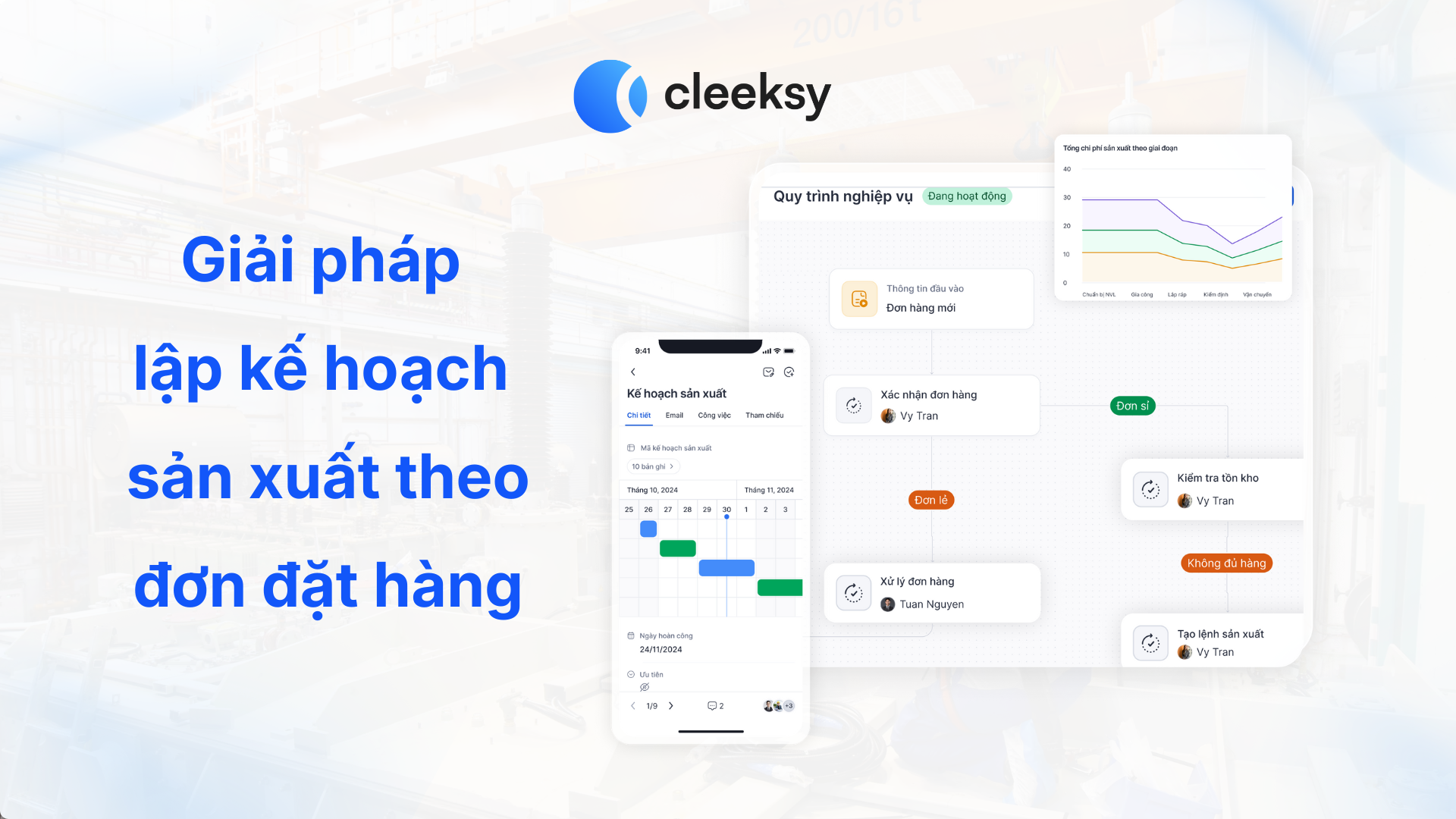 lập kế hoạch sản xuất theo đơn hàng Cleeksy