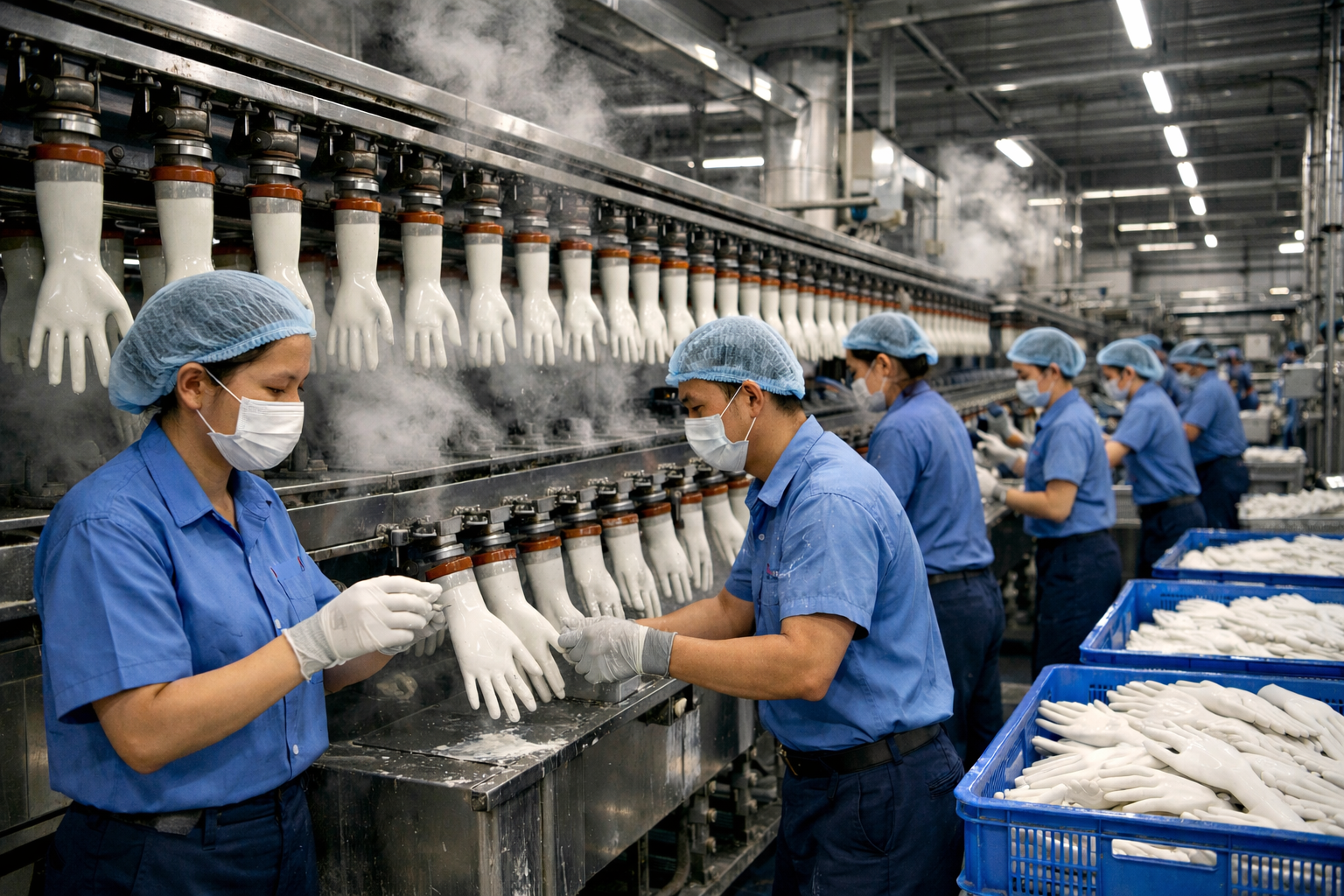 Sản xuất găng tay cao su