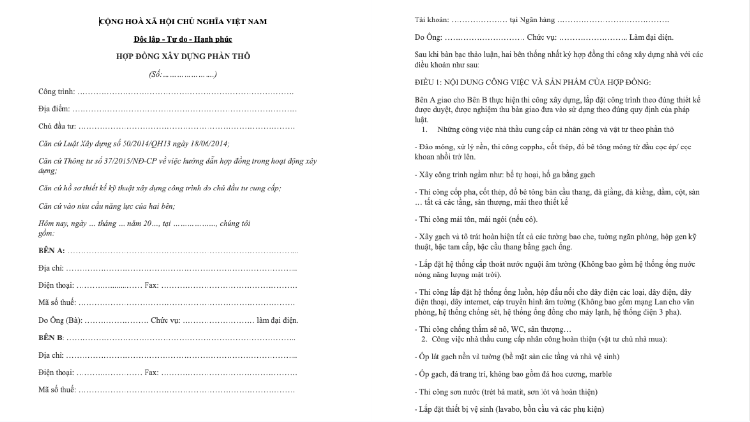 mẫu hợp đồng xây dựng phần thô cleeksy