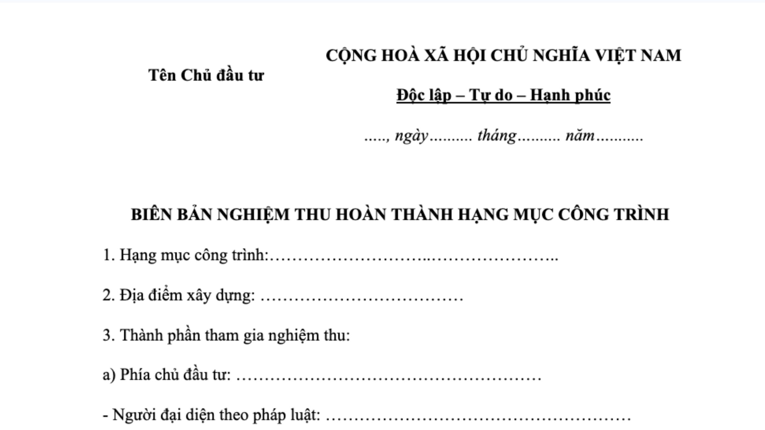 biên bản nghiệm thu hạng mục công trình cleeksy